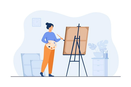Artist painting at an easel
